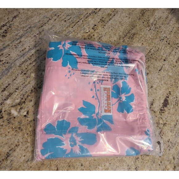 Vintage Men's Size XL Hawaiian Style Honolulu Pink Blue Shorts 36x7 Drawstring - Picture 13 of 13